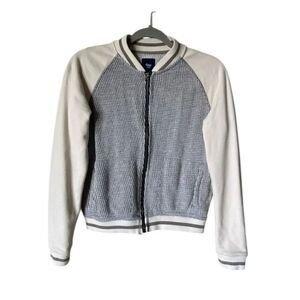 Gap Sweatshirt Gray Cream Full Zip Baseball Size XS